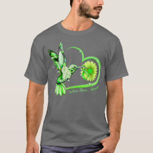 Camiseta Hummingbird Sunflower Heart Green Ribbon Kidney Di