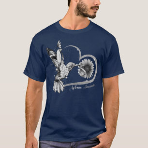 Camiseta Hummingbird Sunflower Heart Grey Ribbon Aphasia Aw