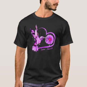 Camiseta Hummingbird Sunflower Heart Purple Ribbon Lupus Aw