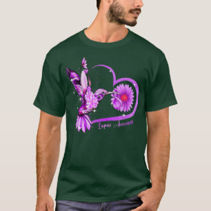 Camiseta Hummingbird Sunflower Heart Purple Ribbon Lupus Aw