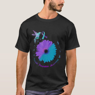 Camiseta Hummingbird Sunflower Heart Purple Ribbon Suicidio