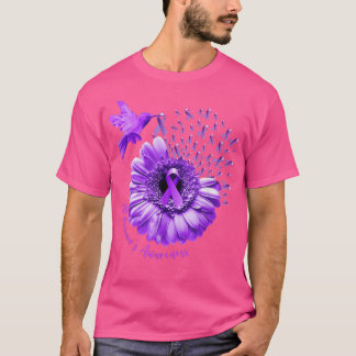 Camiseta Hummingbird Sunflower Morado Alzheimers Conciencia