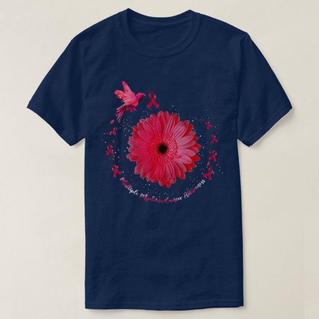 Camiseta Hummingbird Sunflower Multiple Myeloma Cancer Awar (Diseño del anverso)
