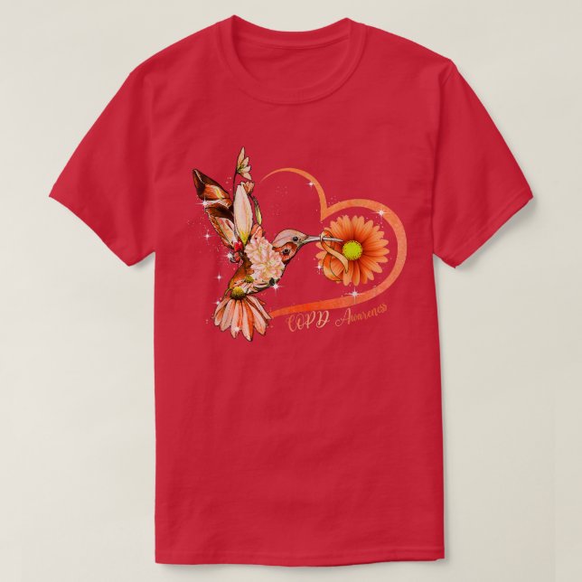 Camiseta Hummingbird Sunflower Naranja Ribbon COPD Awa (Diseño del anverso)