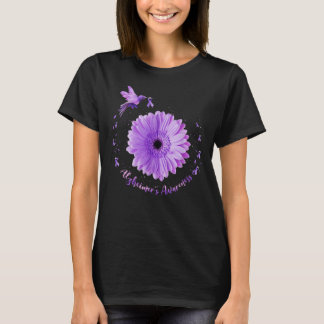 Camiseta Hummingbird Sunflower púrpura cinta alzheimer