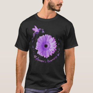 Camiseta Hummingbird Sunflower púrpura cinta alzheimer