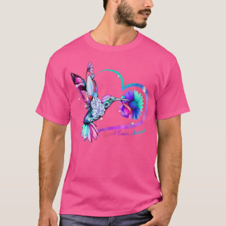 Camiseta Hummingbird Sunflower Púrpura Cinta Rosa Tiroidea 