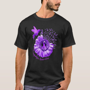 Camiseta Hummingbird Sunflower Púrpura Fibromialgia Awarene