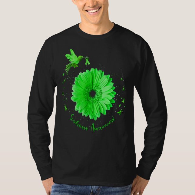 Camiseta Hummingbird Sunflower Scoliosis Conciencia de Ri V (Anverso)