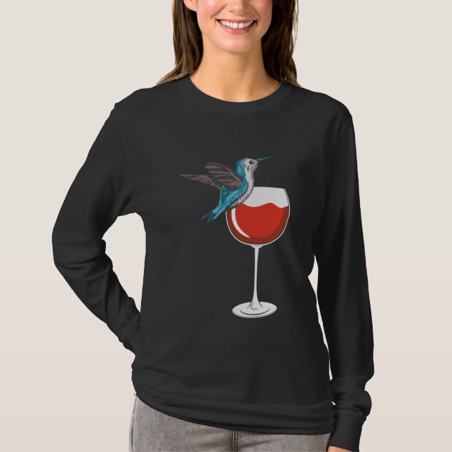 Camiseta Hummingbird Wine Drinking Birdwatching (Anverso)