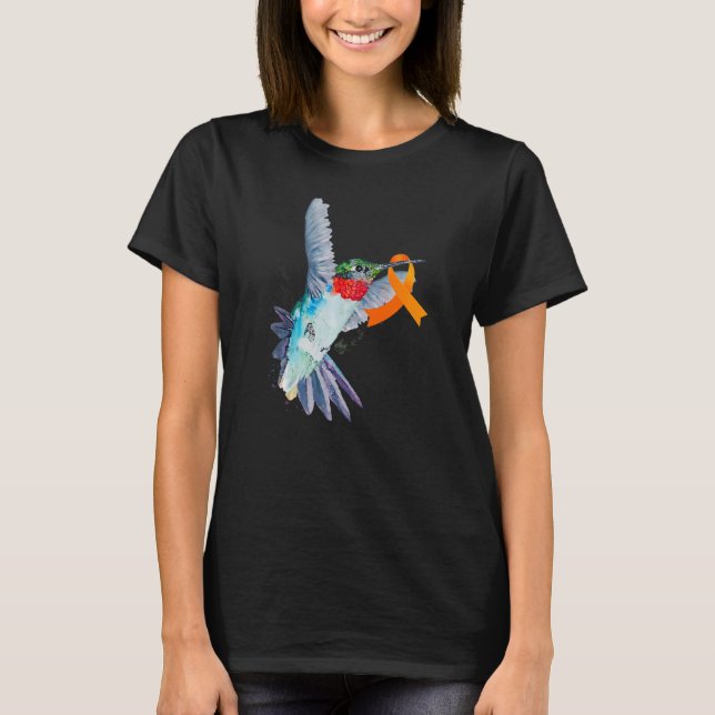 Camiseta Hummingbird y Naranja Ribbon Leukemia (Anverso)