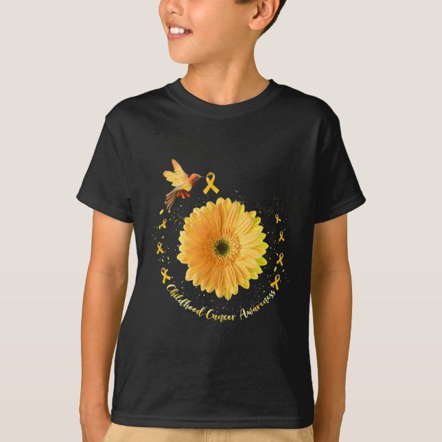 Camiseta Hummingbird Yellow Sunflower Niñez con cáncer (Anverso)
