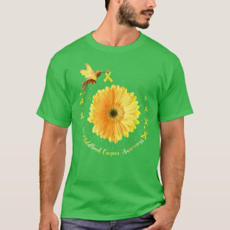 Camiseta Hummingbird Yellow Sunflower Niñez con cáncer