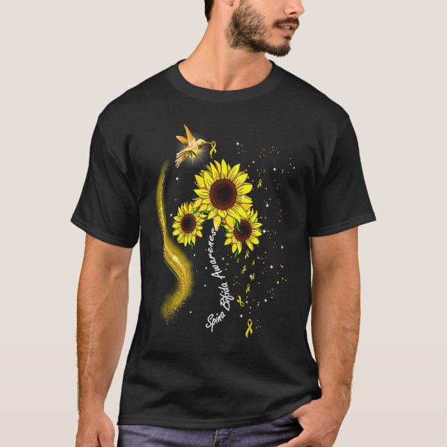 Camiseta Hummingbird Yellow Sunflower Spina Bifida Awarenes (Anverso)