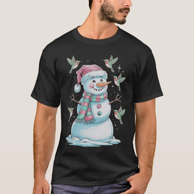 Camiseta Hummingbirds Y Snowman Para Los Animales (Anverso)