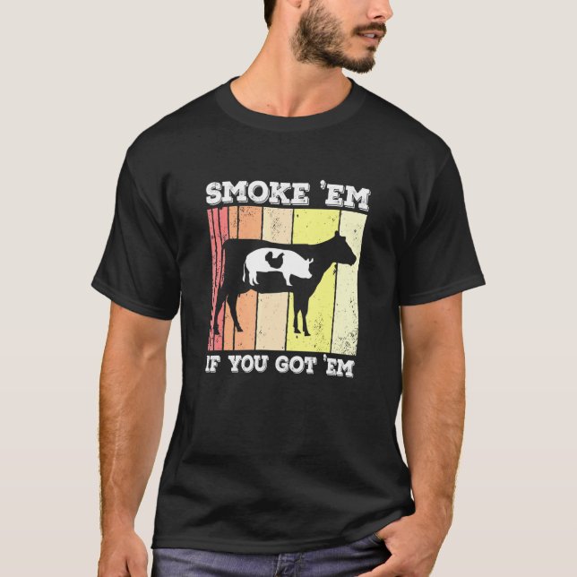 Camiseta Humo de carne de cerdo de pollo Em Griller Pitmast (Anverso)