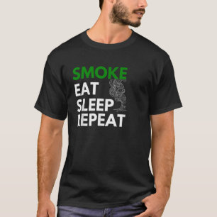 Camiseta Humo Eat Sleep Repetir la maleza fumadora