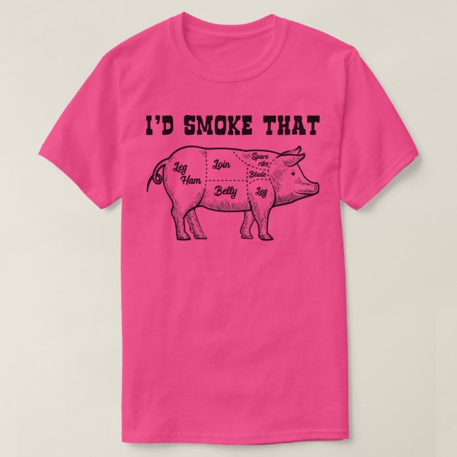 Camiseta Humo Ese Cerdo Gracioso BBQ Barbecue Grill Grillin (Diseño del anverso)