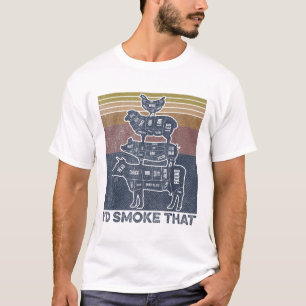 Camiseta Humo Que El Carnicero De Pollo De Carne De Carne D