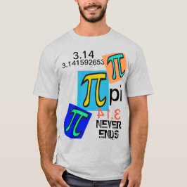 Camiseta Humor 3.14 Pi Nunca Termina el amarillo azul verde