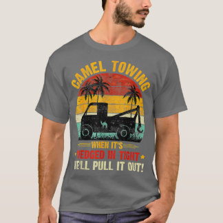 Camiseta Humor adulto retro de remolque de camello dice hon