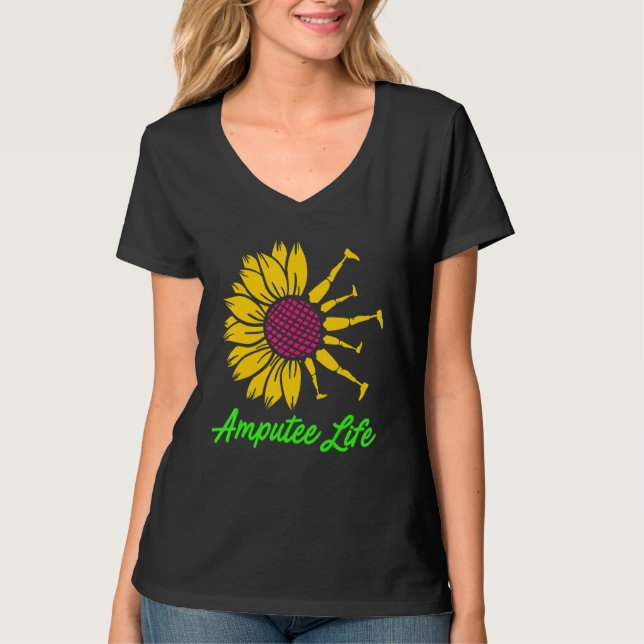 Camiseta Humor Amputado Flor Vida Útil Brazo De Piernas Gra (Anverso)