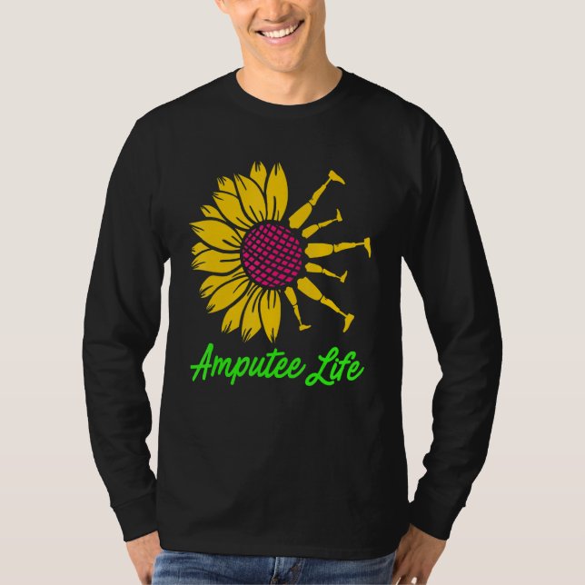 Camiseta Humor Amputado Flor Vida Útil Brazo De Piernas Gra (Anverso)