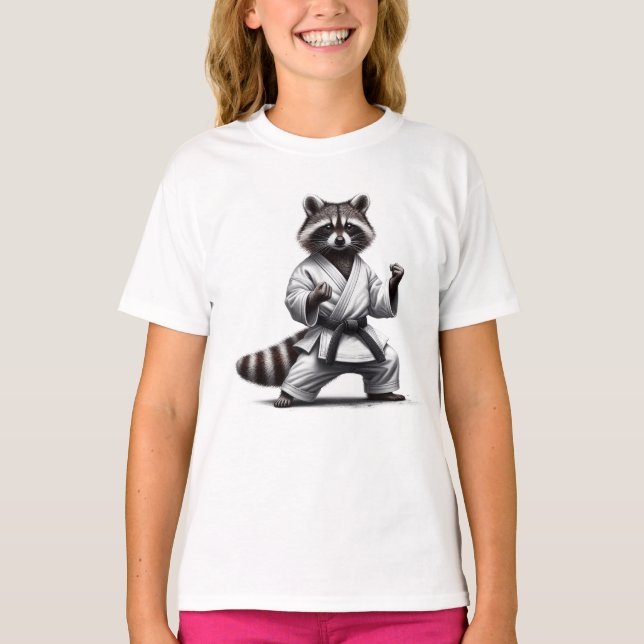 Camiseta Humor animal divertido arte marcial de mapache (Anverso)