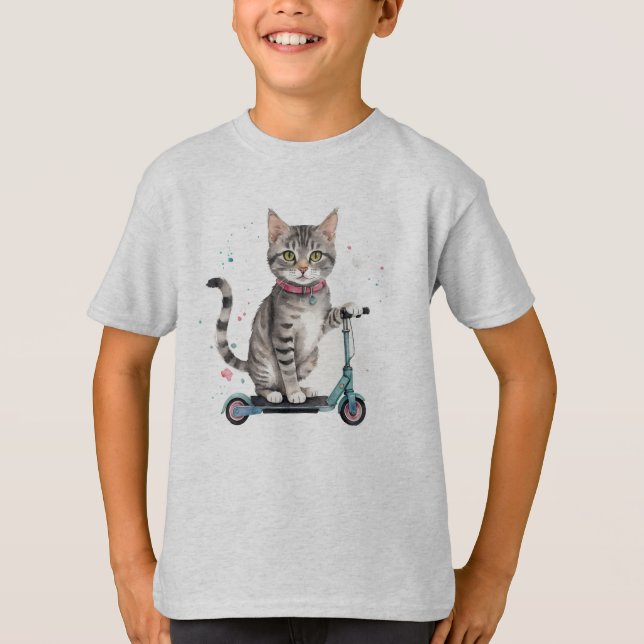 Camiseta Humor animal divertido de gato de Guay Kick Scoote (Anverso)