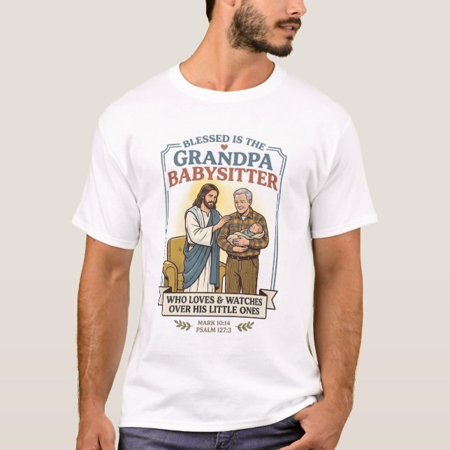 Camiseta Humor de Abuelos de Jesús Cuidando la Fe  (Anverso)