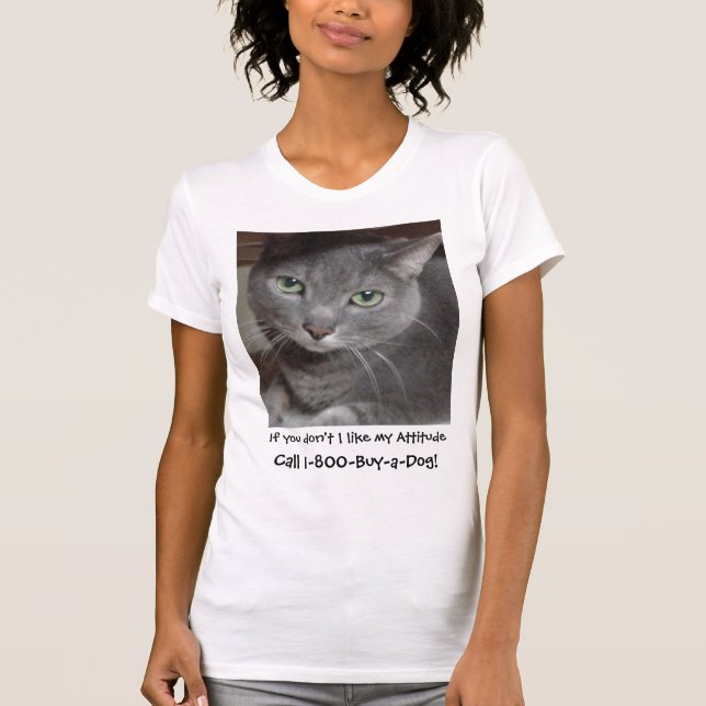 Camiseta Humor de actitud de gato gris azul ruso (Anverso)