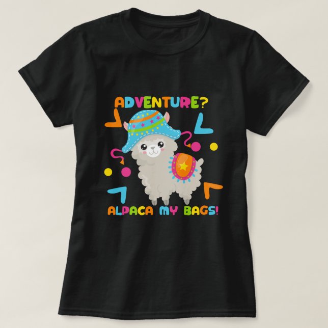 Camiseta Humor de Adventure Alpaca My Bags (Diseño del anverso)