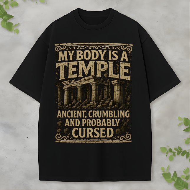 Camiseta Humor de Arqueología Diseño de Templo Antiguo y Ma (Subido por el creador)