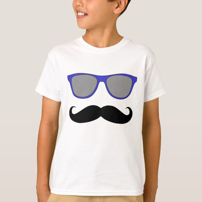 Camiseta Humor de bigote y gafas de sol azules (Anverso)
