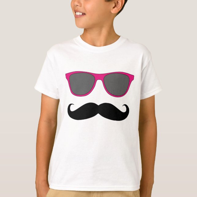 Camiseta Humor de bigote y gafas de sol rosadas (Anverso)