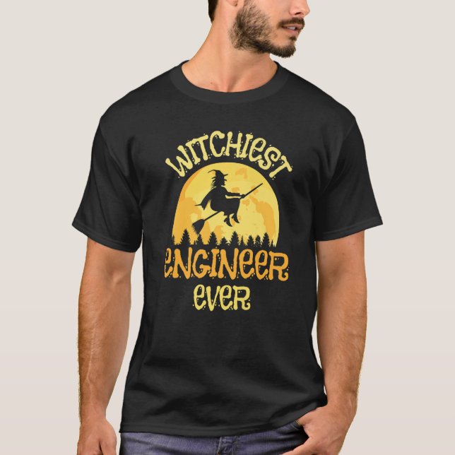 Camiseta Humor de bruja de Halloween del ingeniero (Anverso)