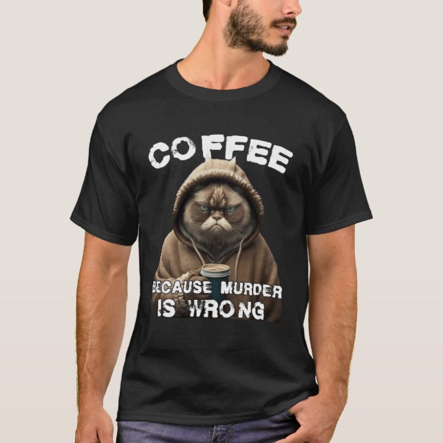 Camiseta Humor de café gracioso Gato cántico Pullover Hoodi (Anverso)