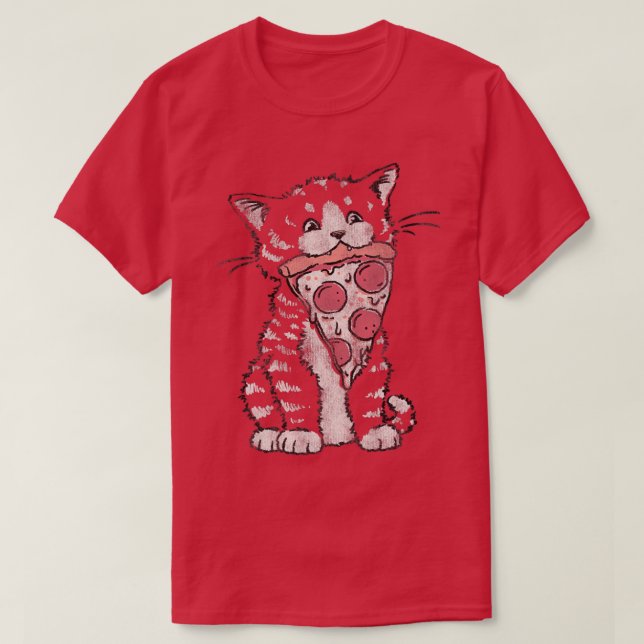 Camiseta Humor de comida animal de moda Pizza Kitty  (Diseño del anverso)