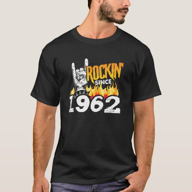 Camiseta Humor De Cumpleaños Guay Rockin’ Desde 1962 60º Na (Anverso)