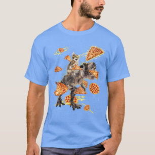 Camiseta Humor De Dinosaurio Y Gato Galáctico Pizza 33015