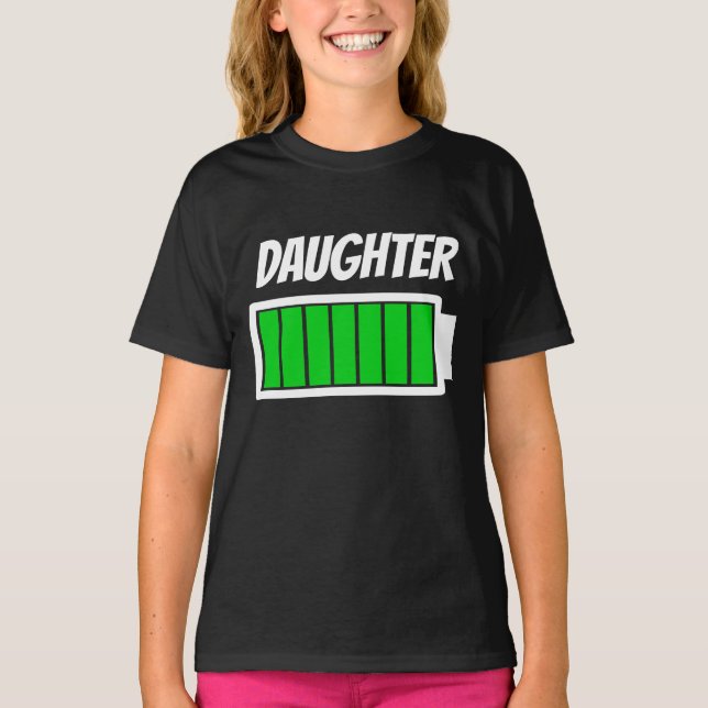 Camiseta Humor de energía de alta batería para hija (Anverso)
