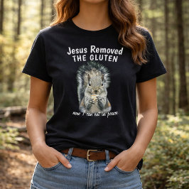 Camiseta Humor de fe sin gluten Foto de ardilla cristiana d