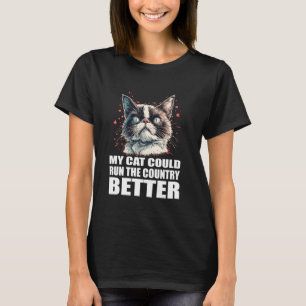 Camiseta Humor De Gato Gracioso Mi Gato Podría Correr El Pa