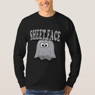 Camiseta Humor de Halloween Cara de Fantasma en Sábana