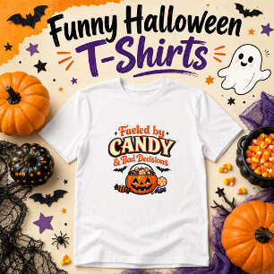 Camiseta Humor de Halloween impulsado por dulces y malas de