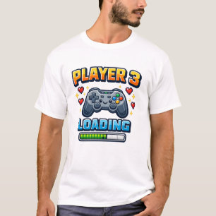 Camiseta Humor de Juegos Jugador 3 Cargando Anuncio de Bebé