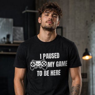 Camiseta Humor de Jugador Retro Detuve Mi Juego 