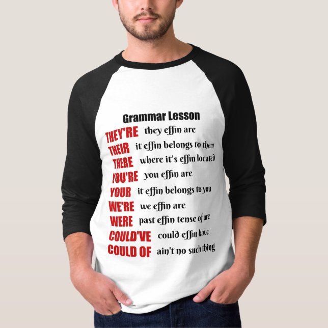 Camiseta Humor de la lección de gramática son sus allí (Anverso)