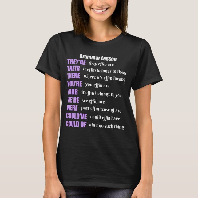 Camiseta Humor de la lección de gramática son sus allí (Anverso)