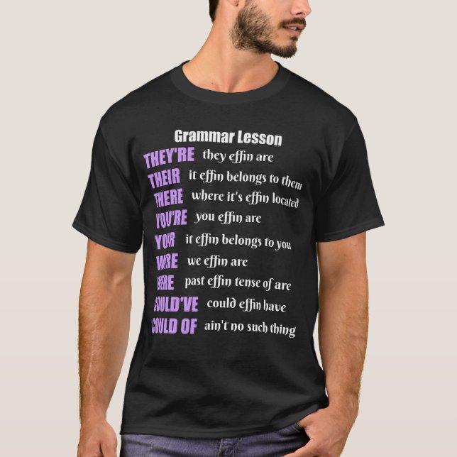 Camiseta Humor de la lección de gramática son sus allí (Anverso)